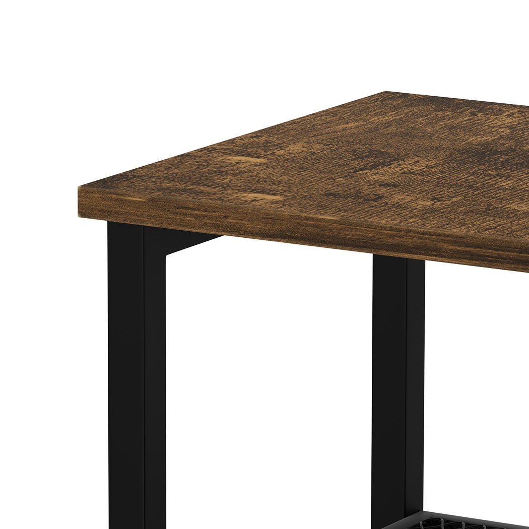 3 - Tier Side Table with Mesh and MDF Shelves - Brown and Black - Rivercity House & Home Co. (ABN 18 642 972 209) - Affordable Modern Furniture Australia