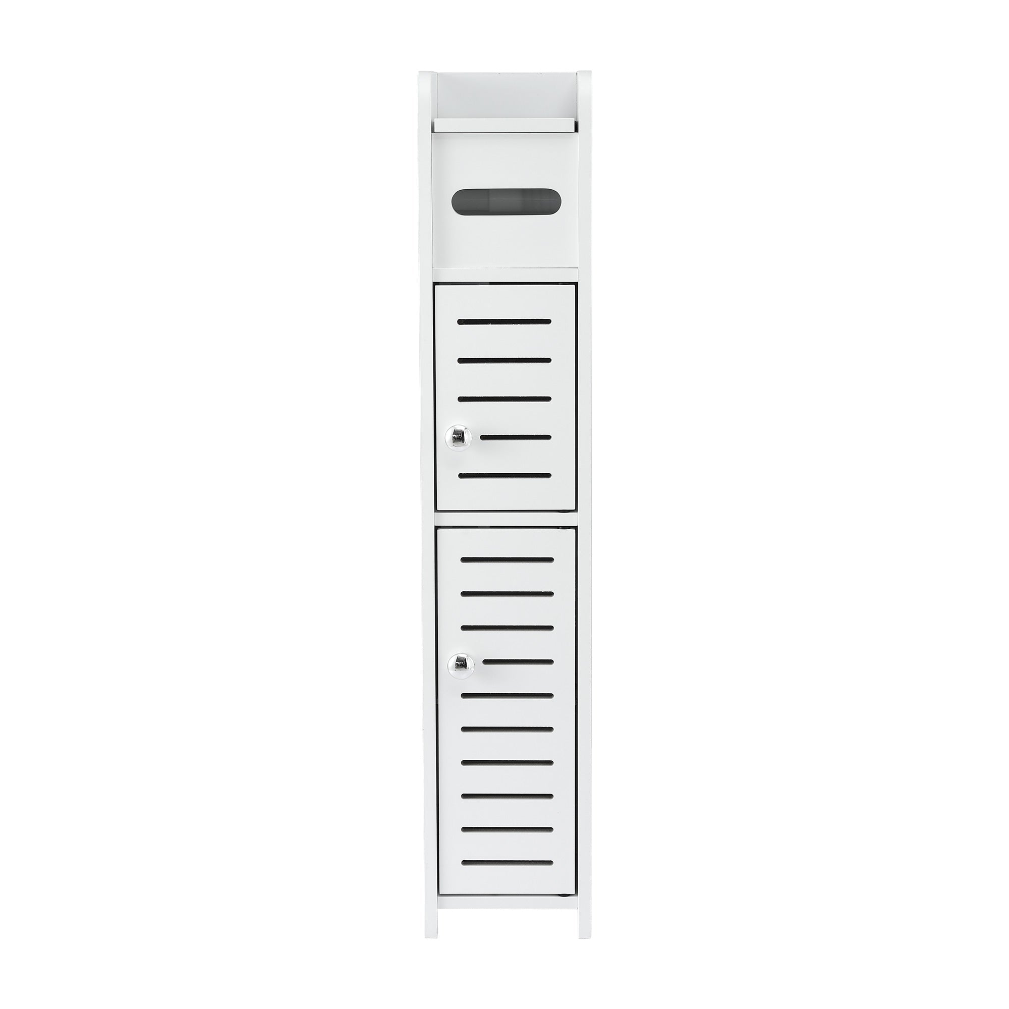 3-Tier Slim Bathroom Storage Cabinet with Toilet Paper Holder - White - Furniture > Bathroom > Bathroom Cabinets, Cupboards & Storage - Rivercity House & Home Co. (ABN 18 642 972 209) - Affordable Modern Furniture Australia