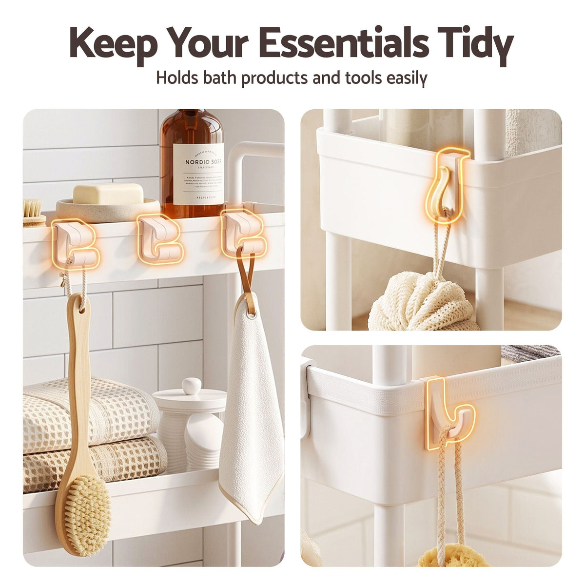 3 Tier Slim Storage Trolley Narrow Utility Organiser Rack - White - Furniture > Dining > Kitchen & Dining Trolleys - Rivercity House & Home Co. (ABN 18 642 972 209) - Affordable Modern Furniture Australia