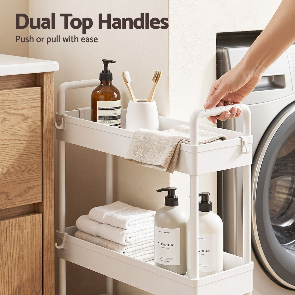 3 Tier Slim Storage Trolley Narrow Utility Organiser Rack - White - Furniture > Dining > Kitchen & Dining Trolleys - Rivercity House & Home Co. (ABN 18 642 972 209) - Affordable Modern Furniture Australia