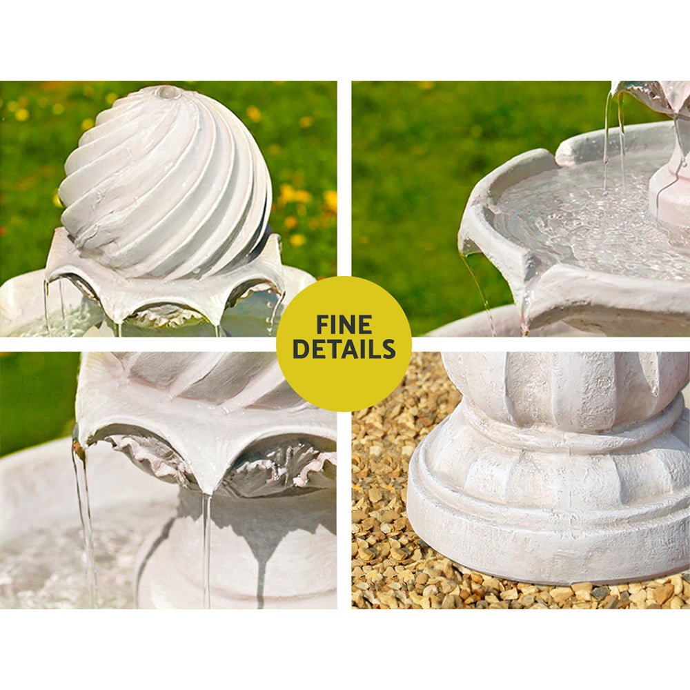 3 Tier Solar Powered Water Fountain - Ivory - Rivercity House & Home Co. (ABN 18 642 972 209) - Affordable Modern Furniture Australia
