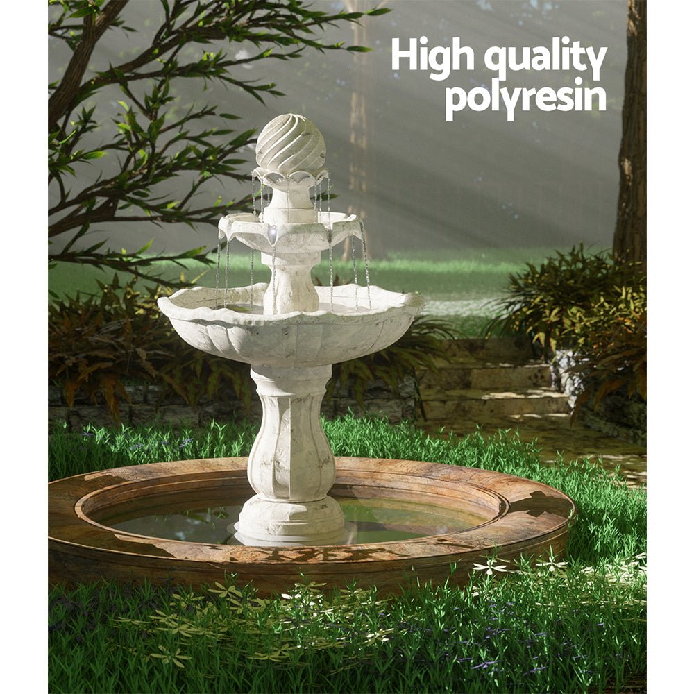 3 Tier Solar Powered Water Fountain - Ivory - Rivercity House & Home Co. (ABN 18 642 972 209) - Affordable Modern Furniture Australia