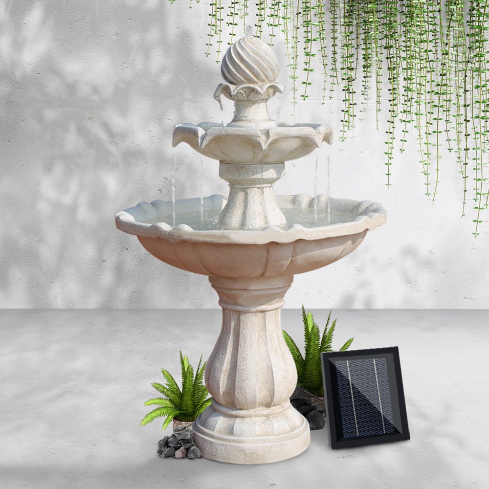3 Tier Solar Powered Water Fountain - Ivory - Rivercity House & Home Co. (ABN 18 642 972 209) - Affordable Modern Furniture Australia
