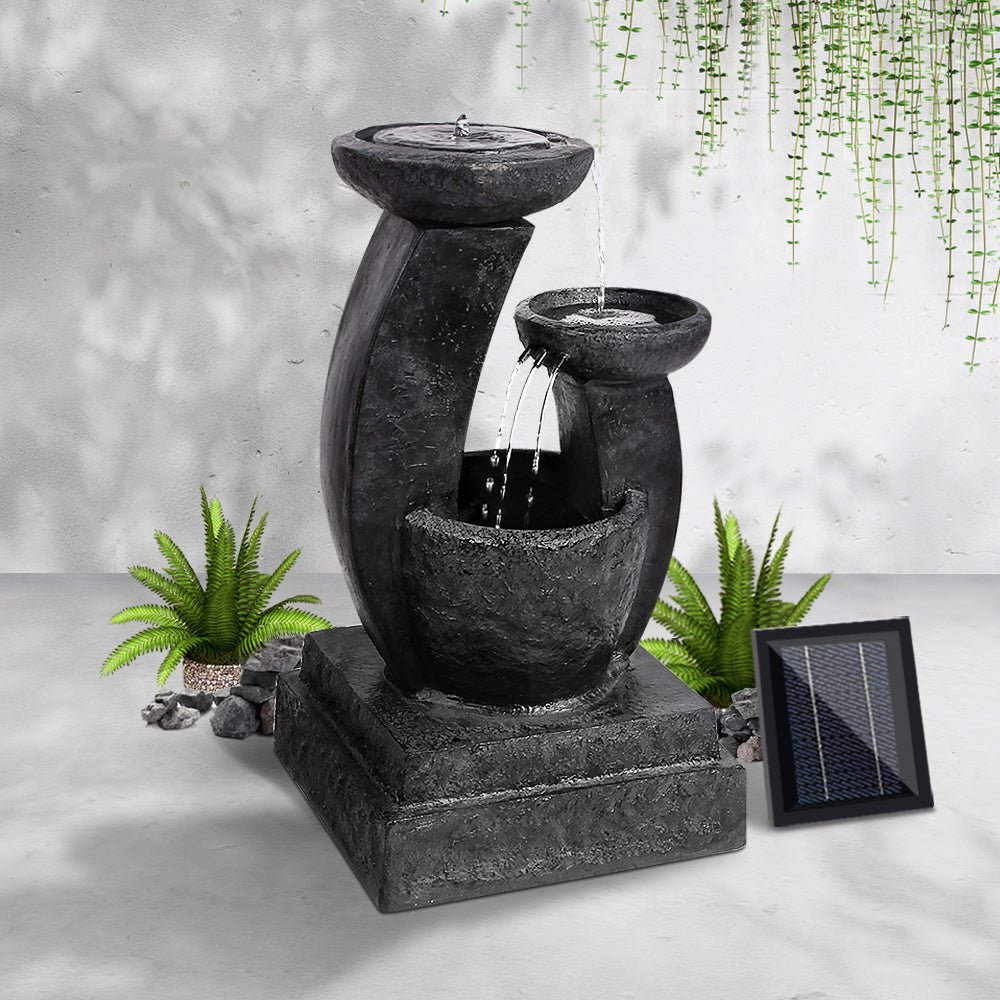 3 Tier Solar Powered Water Fountain with Light - Blue - Rivercity House & Home Co. (ABN 18 642 972 209) - Affordable Modern Furniture Australia