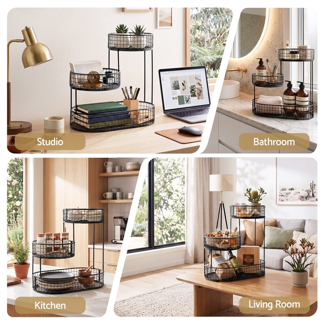 3-Tier Space Saving Fruit Basket Bowl Kitchen Food Storage Organiser - Black - Home & Garden > Kitchenware > Food Storage - Rivercity House & Home Co. (ABN 18 642 972 209) - Affordable Modern Furniture Australia