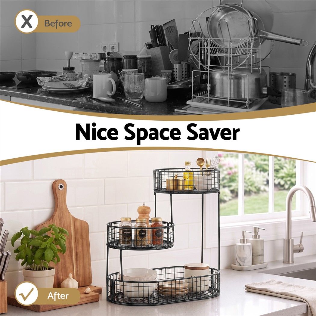 3-Tier Space Saving Fruit Basket Bowl Kitchen Food Storage Organiser - Black - Home & Garden > Kitchenware > Food Storage - Rivercity House & Home Co. (ABN 18 642 972 209) - Affordable Modern Furniture Australia