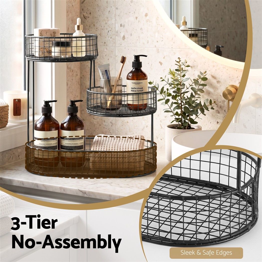 3-Tier Space Saving Fruit Basket Bowl Kitchen Food Storage Organiser - Black - Home & Garden > Kitchenware > Food Storage - Rivercity House & Home Co. (ABN 18 642 972 209) - Affordable Modern Furniture Australia