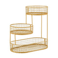 3-Tier Space Saving Fruit Basket Bowl Kitchen Storage Organiser - Golden
