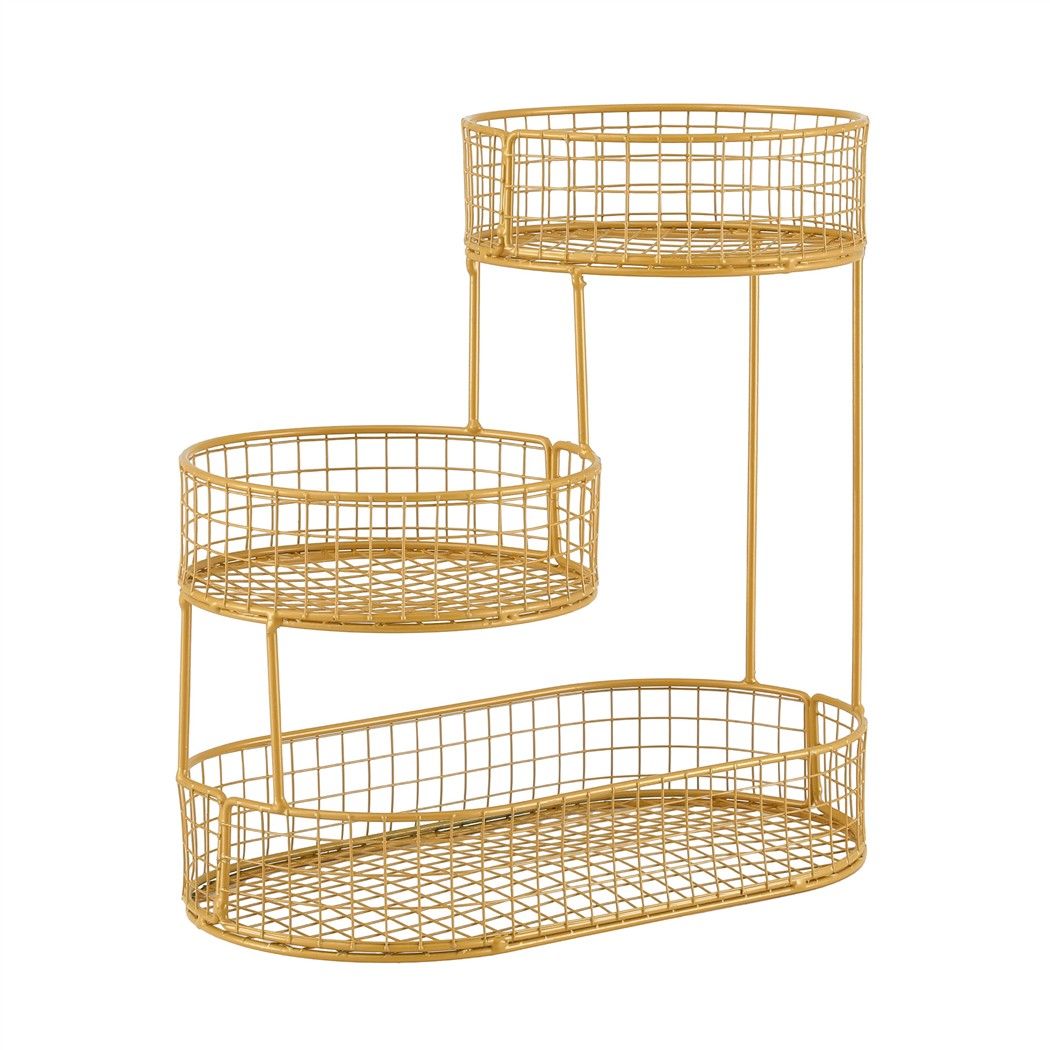 3-Tier Space Saving Fruit Basket Bowl Kitchen Storage Organiser - Golden - Home & Garden > Kitchenware > Food Storage - Rivercity House & Home Co. (ABN 18 642 972 209) - Affordable Modern Furniture Australia