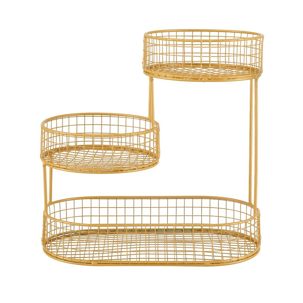 3-Tier Space Saving Fruit Basket Bowl Kitchen Storage Organiser - Golden - Home & Garden > Kitchenware > Food Storage - Rivercity House & Home Co. (ABN 18 642 972 209) - Affordable Modern Furniture Australia