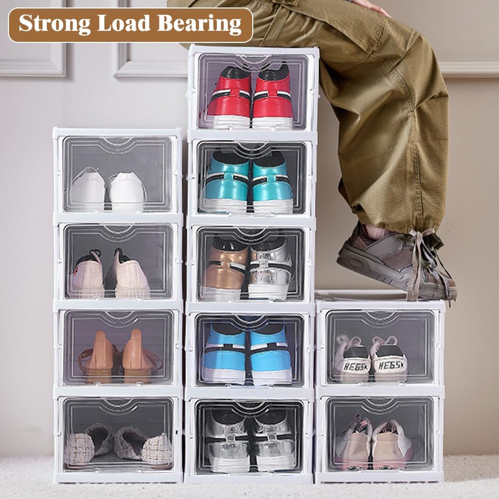 3 - Tier Stackable Shoe Storage Box Organizer with Clear Door for Closet, Entryway or Cabinet - Health & Beauty > Cosmetic Storage > Makeup Organisation & Storage - Rivercity House & Home Co. (ABN 18 642 972 209) - Affordable Modern Furniture Australia