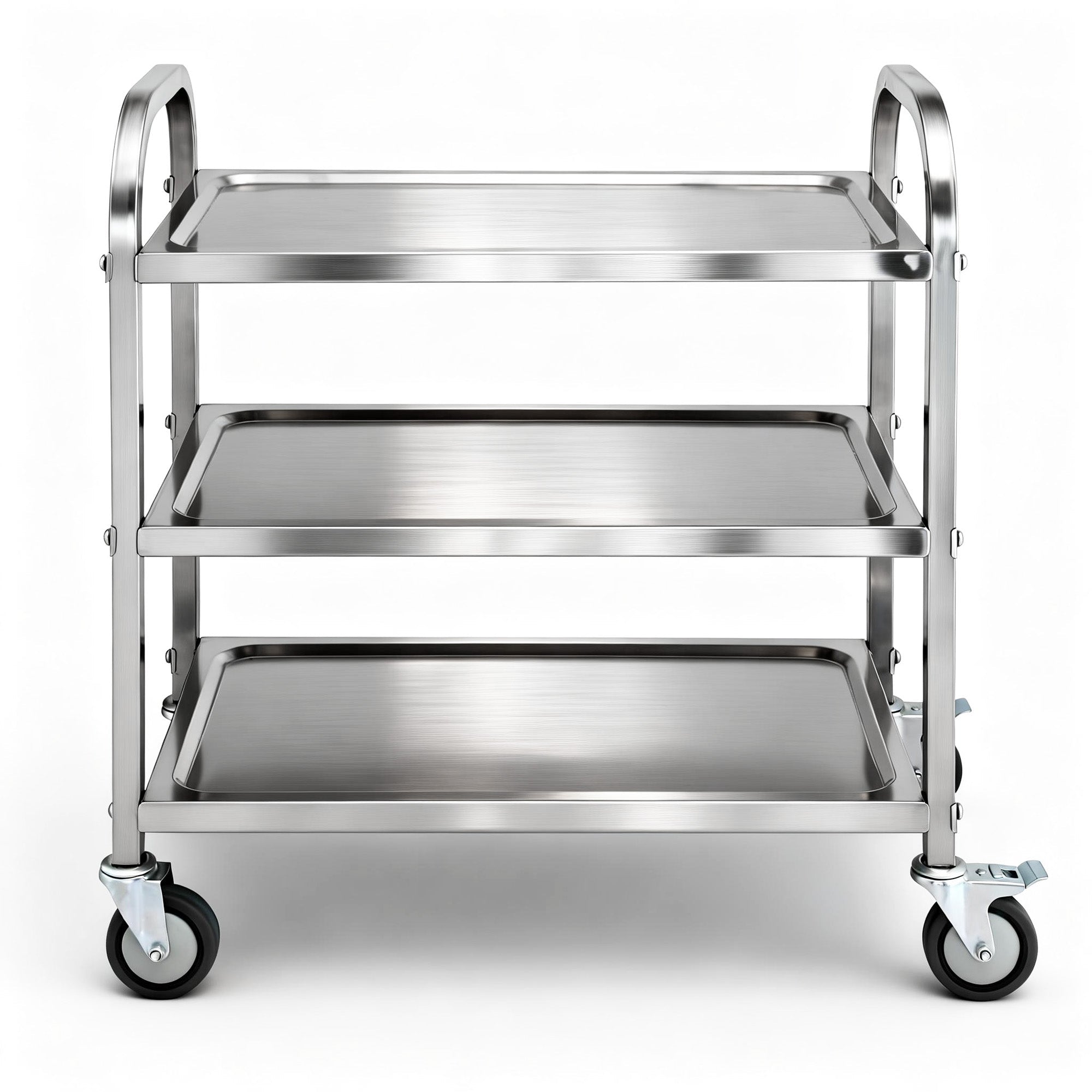 3 - Tier Stainless Steel Kitchen Trolley with Wheels 89X50X83cm - Furniture > Dining > Kitchen Sinks - Rivercity House & Home Co. (ABN 18 642 972 209) - Affordable Modern Furniture Australia