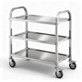3-Tier Stainless Steel Kitchen Trolley with Wheels 89x50x83cm - Silver