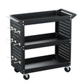 3-Tier Tool Cart with Pegboard Hooks and Screwdriver Storage - Black