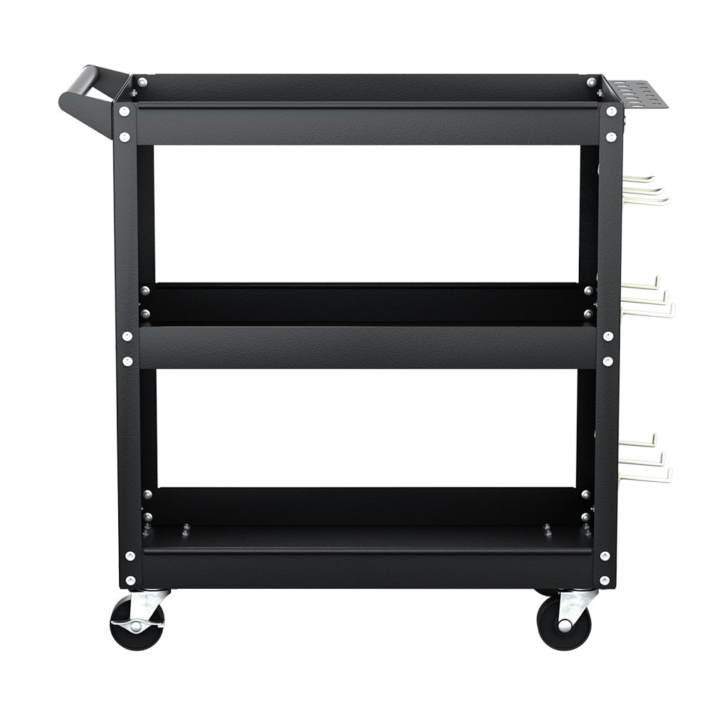 3 - Tier Tool Cart Storage Trolley Workshop Garage Pegboard Hooks Black - Tools > Tools Storage > Utility Trolleys - Rivercity House & Home Co. (ABN 18 642 972 209) - Affordable Modern Furniture Australia