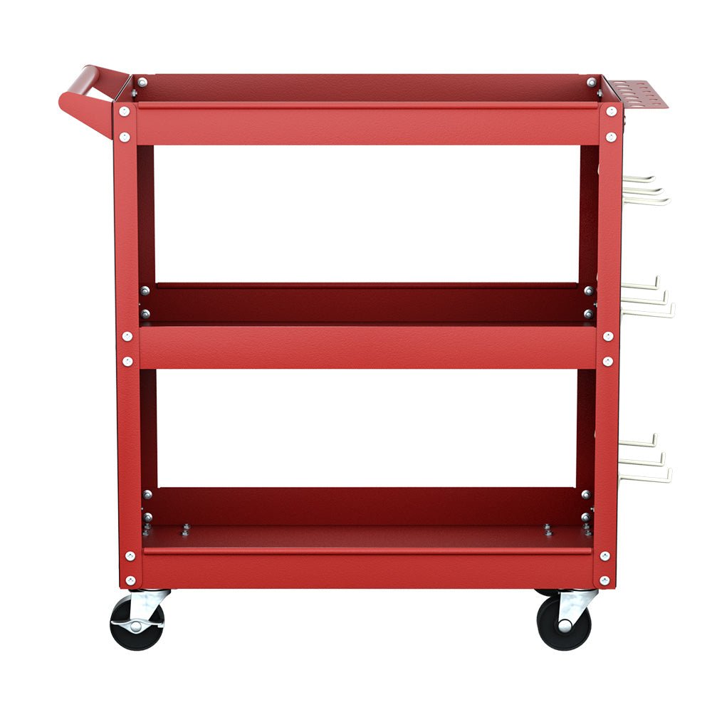 3 - Tier Tool Cart Storage Trolley Workshop Garage Pegboard Hooks Red - Tools > Tools Storage > Utility Trolleys - Rivercity House & Home Co. (ABN 18 642 972 209) - Affordable Modern Furniture Australia