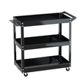 3-Tier Workshop Tool Cart Trolley with Screwdriver Holder - Black