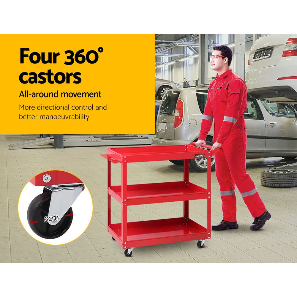3 - Tier Tool Cart Trolley Workshop Garage Storage Organizer Red - Sports & Fitness > Bikes & Accessories > Bicycle Stands & Storage - Rivercity House & Home Co. (ABN 18 642 972 209) - Affordable Modern Furniture Australia
