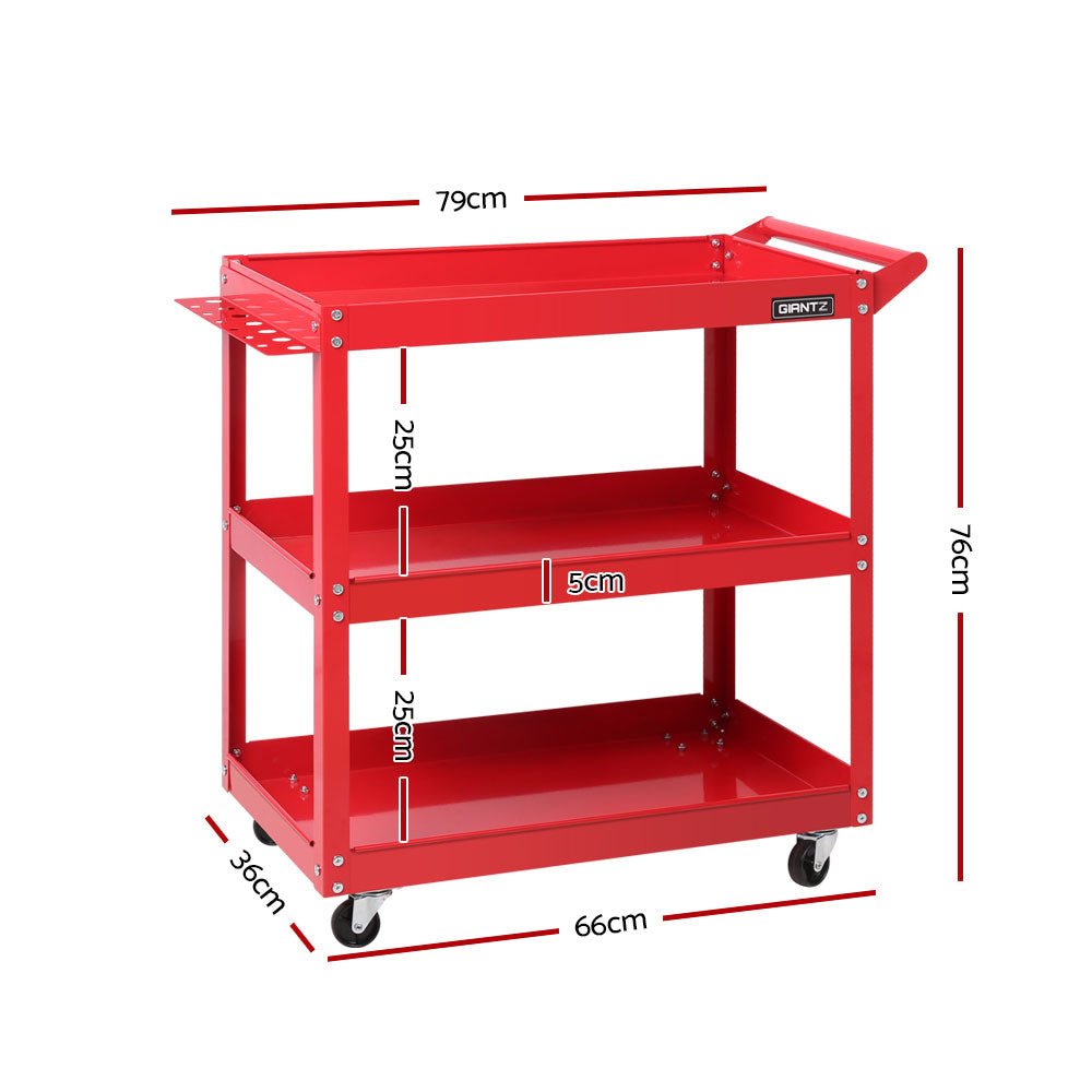 3 - Tier Tool Cart Trolley Workshop Garage Storage Organizer Red - Sports & Fitness > Bikes & Accessories > Bicycle Stands & Storage - Rivercity House & Home Co. (ABN 18 642 972 209) - Affordable Modern Furniture Australia