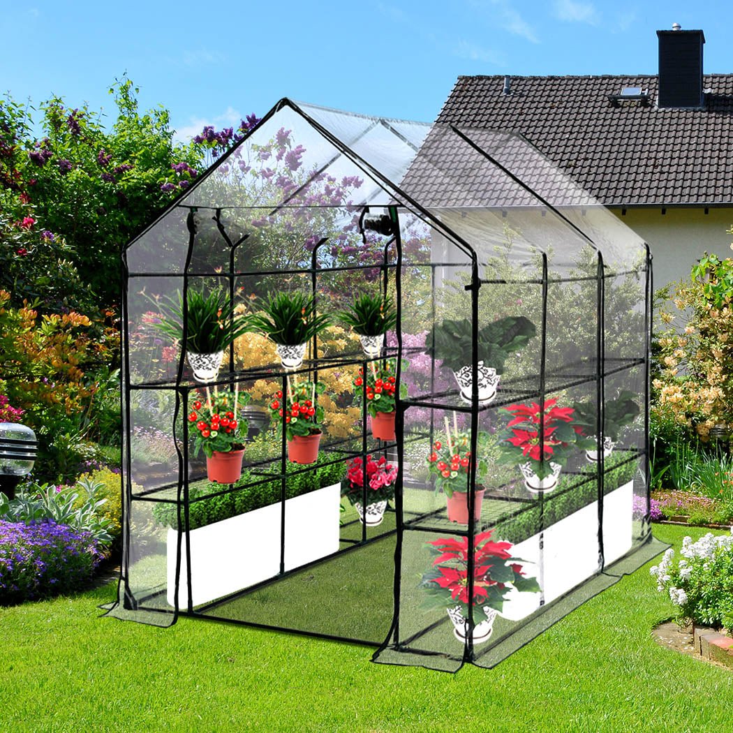 3 - Tier Walk - In Garden Greenhouse with PVC Cover - Transparent - Rivercity House & Home Co. (ABN 18 642 972 209) - Affordable Modern Furniture Australia