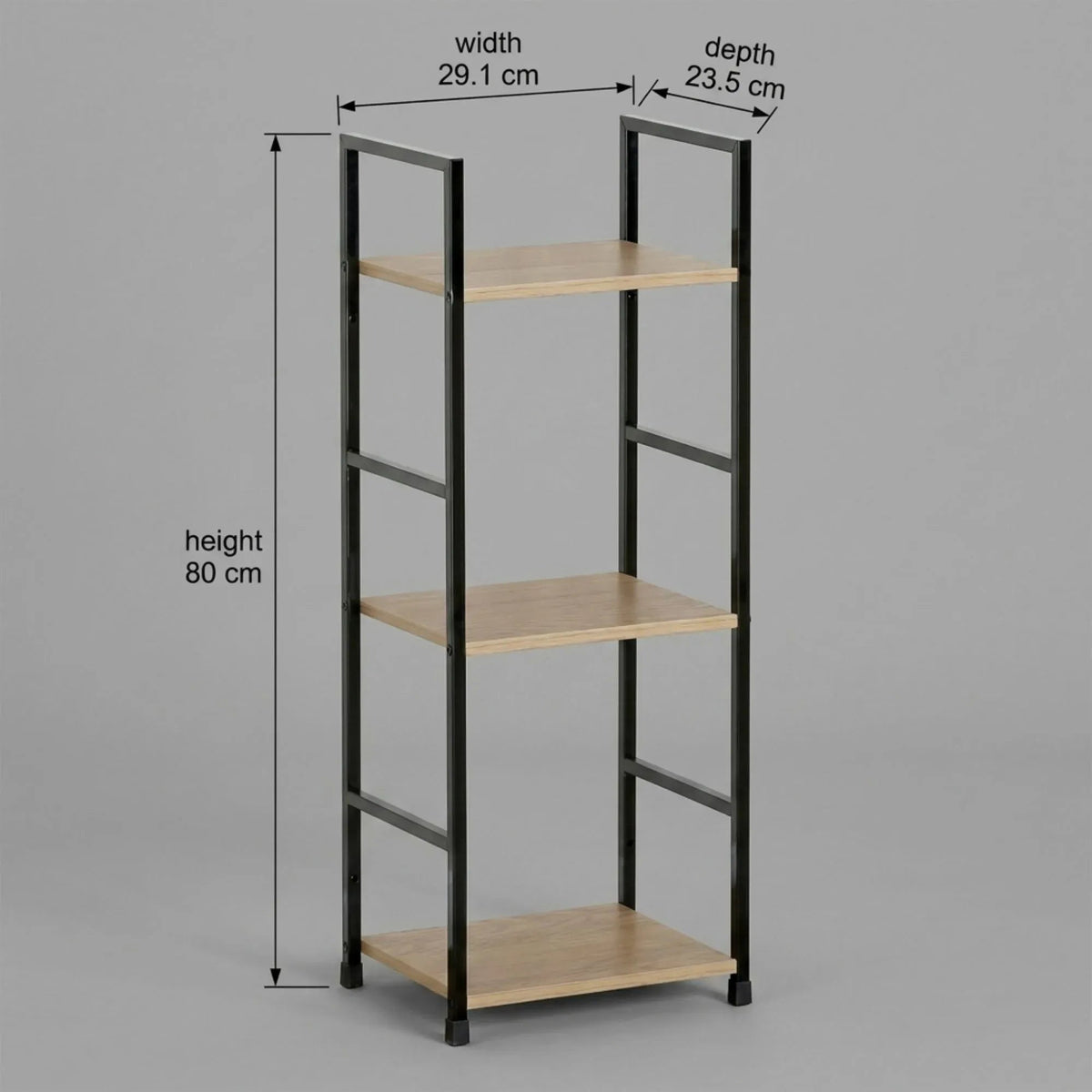 3 Tier Wood and Metal Display Bookshelf Rustic Steel - Brown - Furniture > Living Room > Bookcases & Shelves - Rivercity House & Home Co. (ABN 18 642 972 209) - Affordable Modern Furniture Australia