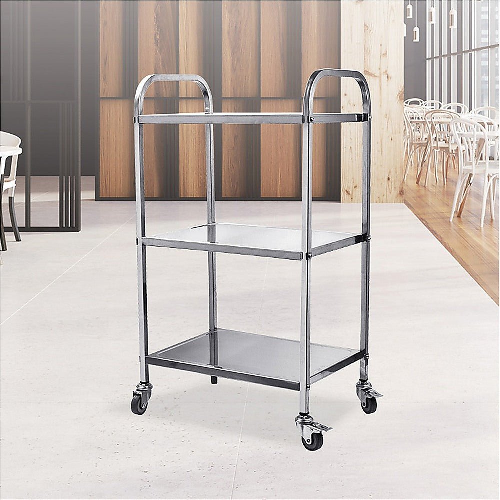 3 Tiers Food Trolley Cart Stainless Steel Utility Kitchen Dining Service - Home & Garden > Kitchenware > Kitchen Utensils - Rivercity House & Home Co. (ABN 18 642 972 209) - Affordable Modern Furniture Australia