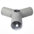 3-Way Foldable Cat Tunnel Toy with 2 Hanging Balls - Grey