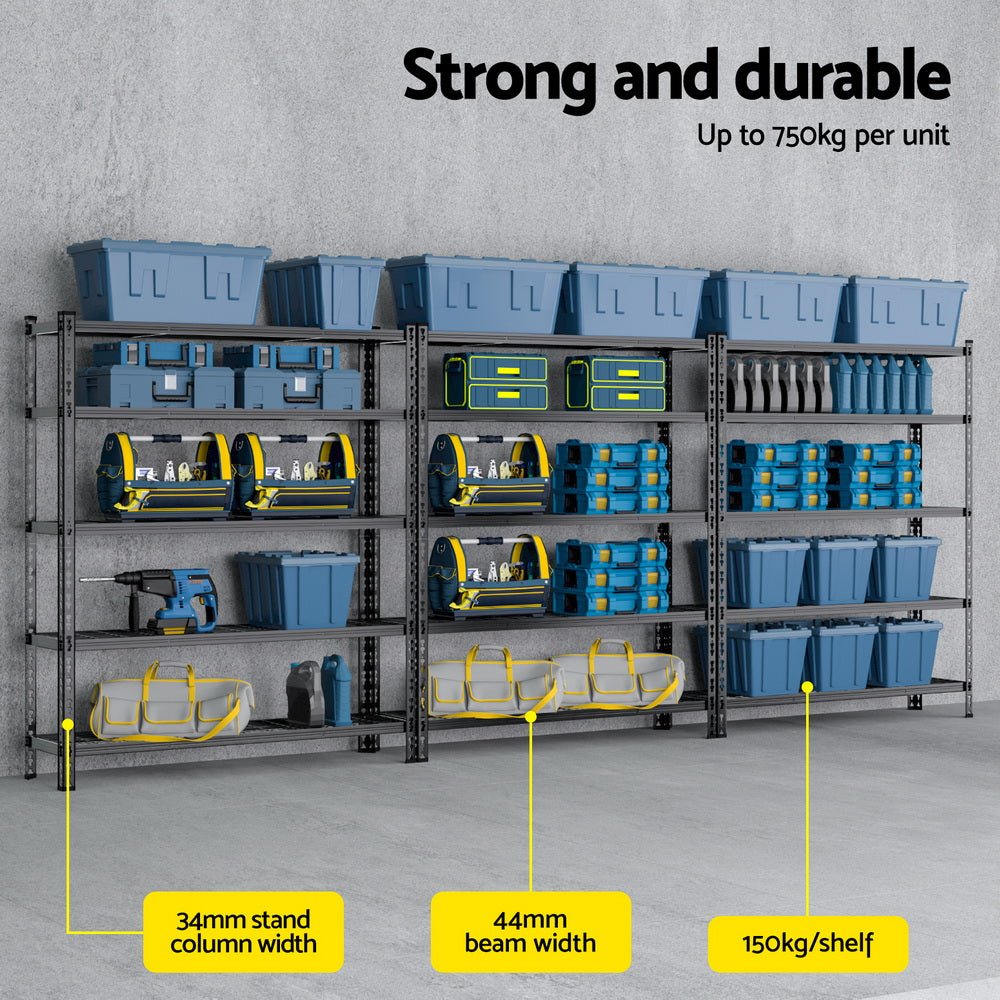 3 x 1.8M Garage Shelving Warehouse Rack - Tools > Tools Storage > Wall Storage Racks - Rivercity House & Home Co. (ABN 18 642 972 209) - Affordable Modern Furniture Australia