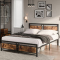Yard Industrial Queen Bed Frame – Brown
