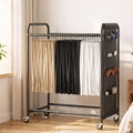 30-Hanger Mobile Pants Trolley Clothes Rack with Wheels and Storage Bag - Black