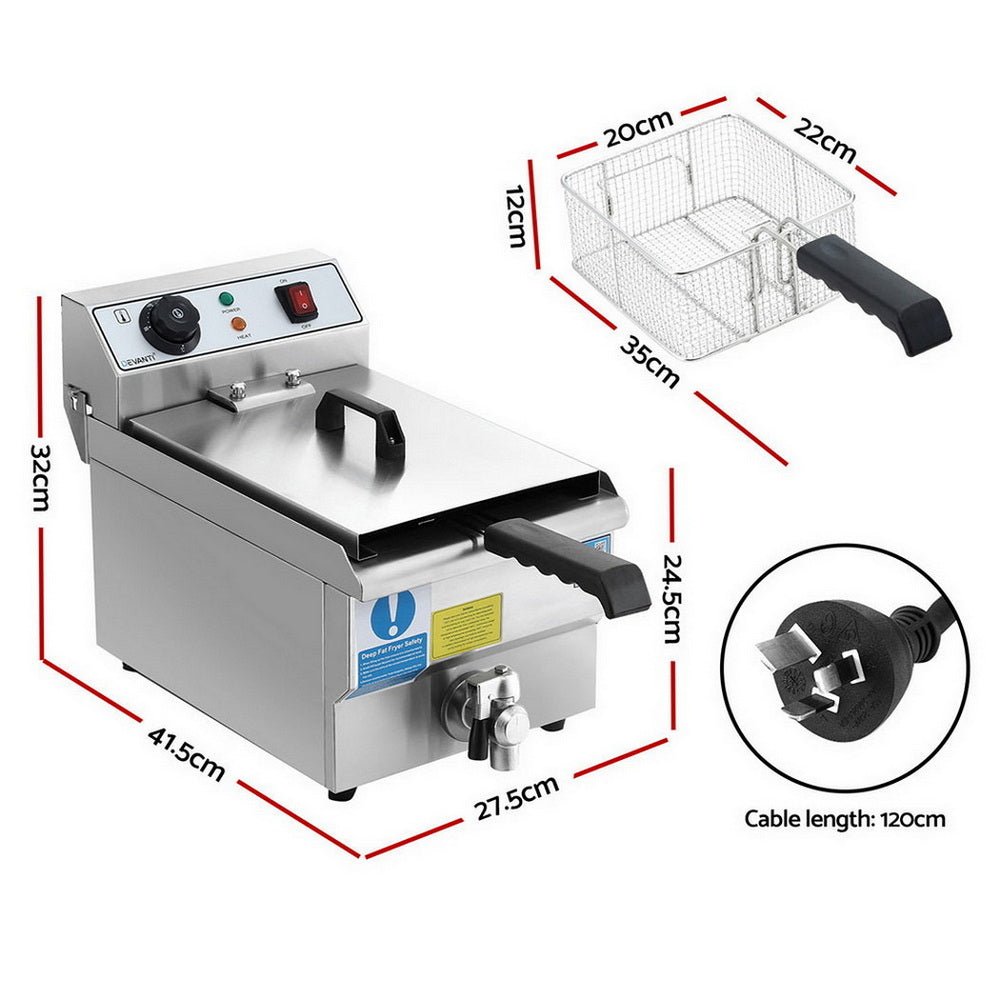 3000W Electric Deep Fryer 10L Stainless Steel Fryer w/ Basket & Lid - Appliances > Kitchen Appliances > Deep Fryers - Rivercity House & Home Co. (ABN 18 642 972 209) - Affordable Modern Furniture Australia