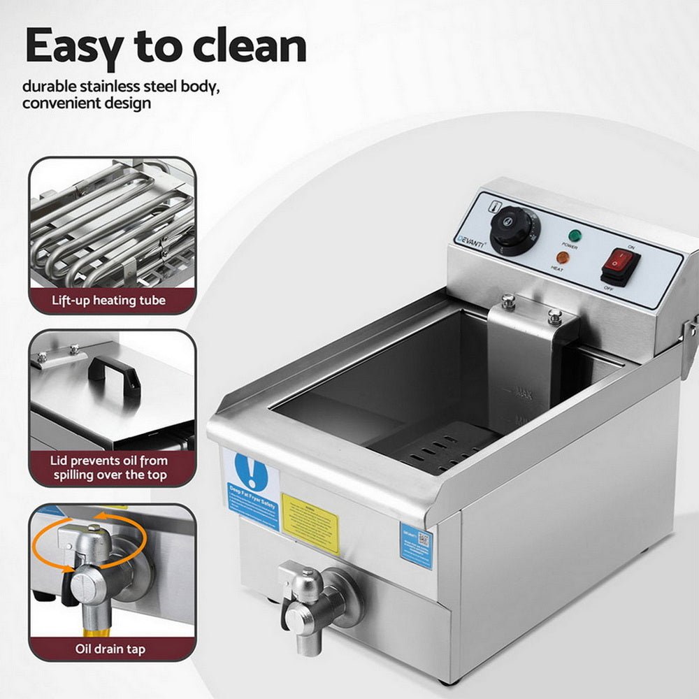 3000W Electric Deep Fryer 10L Stainless Steel Fryer w/ Basket & Lid - Appliances > Kitchen Appliances > Deep Fryers - Rivercity House & Home Co. (ABN 18 642 972 209) - Affordable Modern Furniture Australia