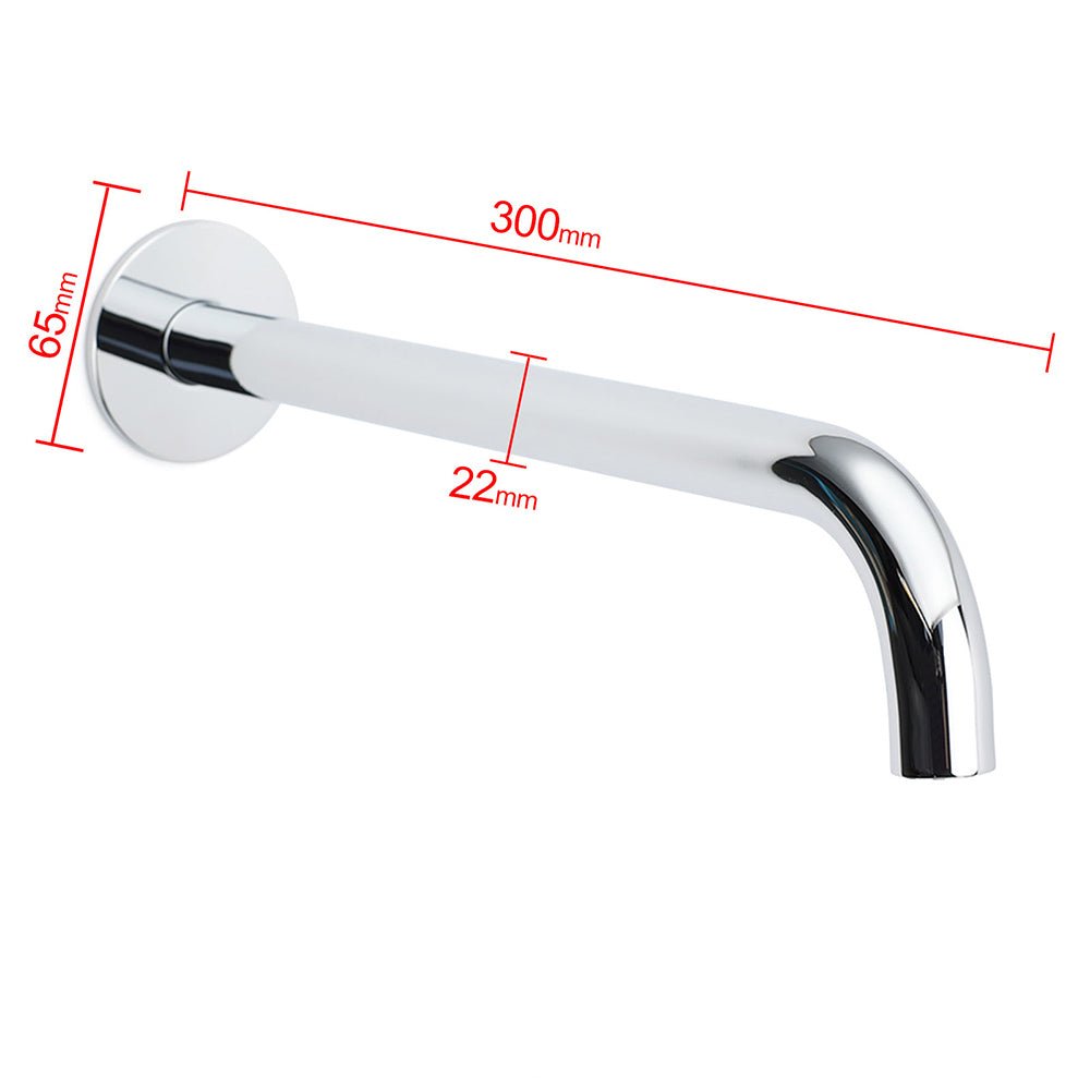 300mm Extra Long Wall Mounted Chrome Round Extention Bathtub Filler Spout Outlet - Furniture > Bathroom > Shower Heads & Screens - Rivercity House & Home Co. (ABN 18 642 972 209) - Affordable Modern Furniture Australia