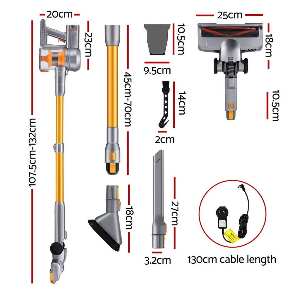 300W Stick Vacuum Cleaner Cordless Self - Standing Golden - Appliances > Vacuum Cleaners > Vacuum Cleaner Accessories - Rivercity House & Home Co. (ABN 18 642 972 209) - Affordable Modern Furniture Australia