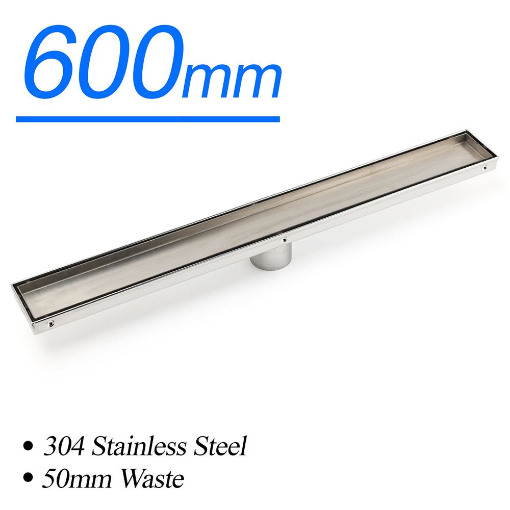 304 Stainless Steel 600mm Tile Insert Linear Shower Grate Floor Drain 50mm Waste - Furniture > Bathroom > Shower Heads & Screens - Rivercity House & Home Co. (ABN 18 642 972 209) - Affordable Modern Furniture Australia