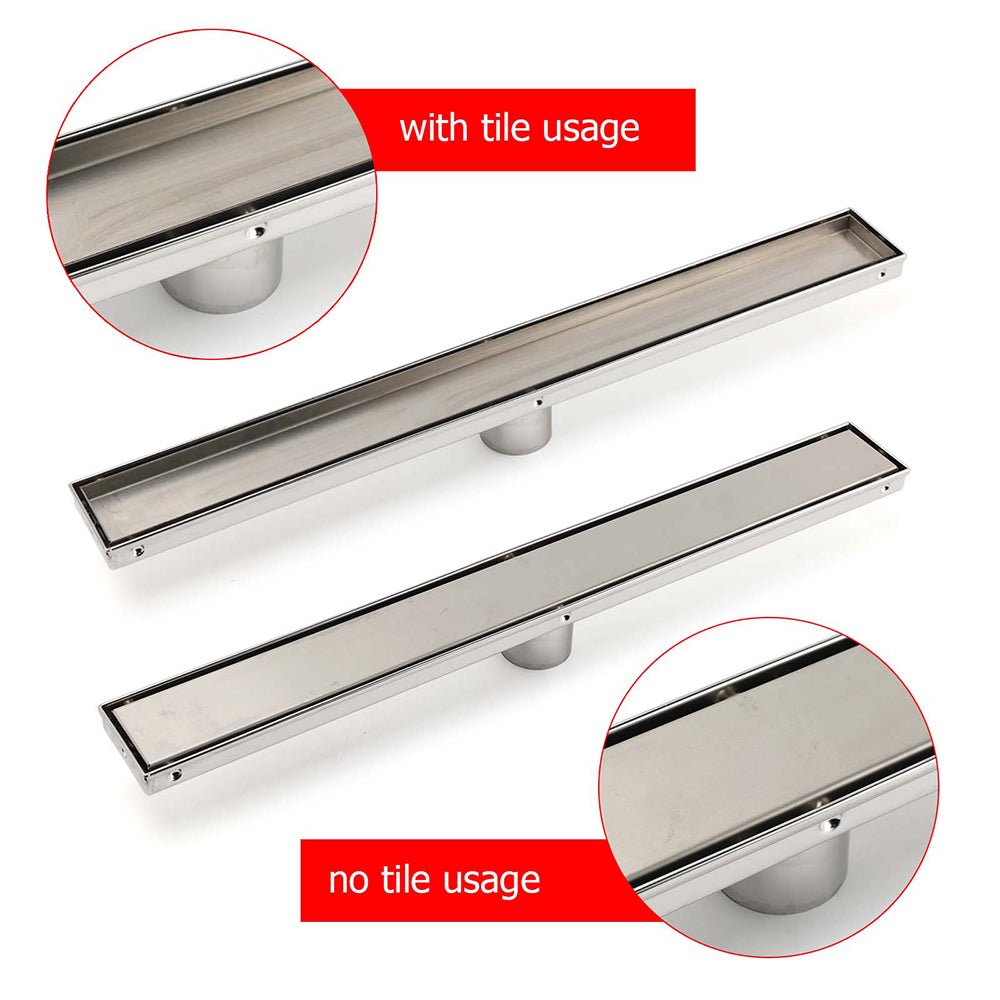 304 Stainless Steel 600mm Tile Insert Linear Shower Grate Floor Drain 50mm Waste - Furniture > Bathroom > Shower Heads & Screens - Rivercity House & Home Co. (ABN 18 642 972 209) - Affordable Modern Furniture Australia