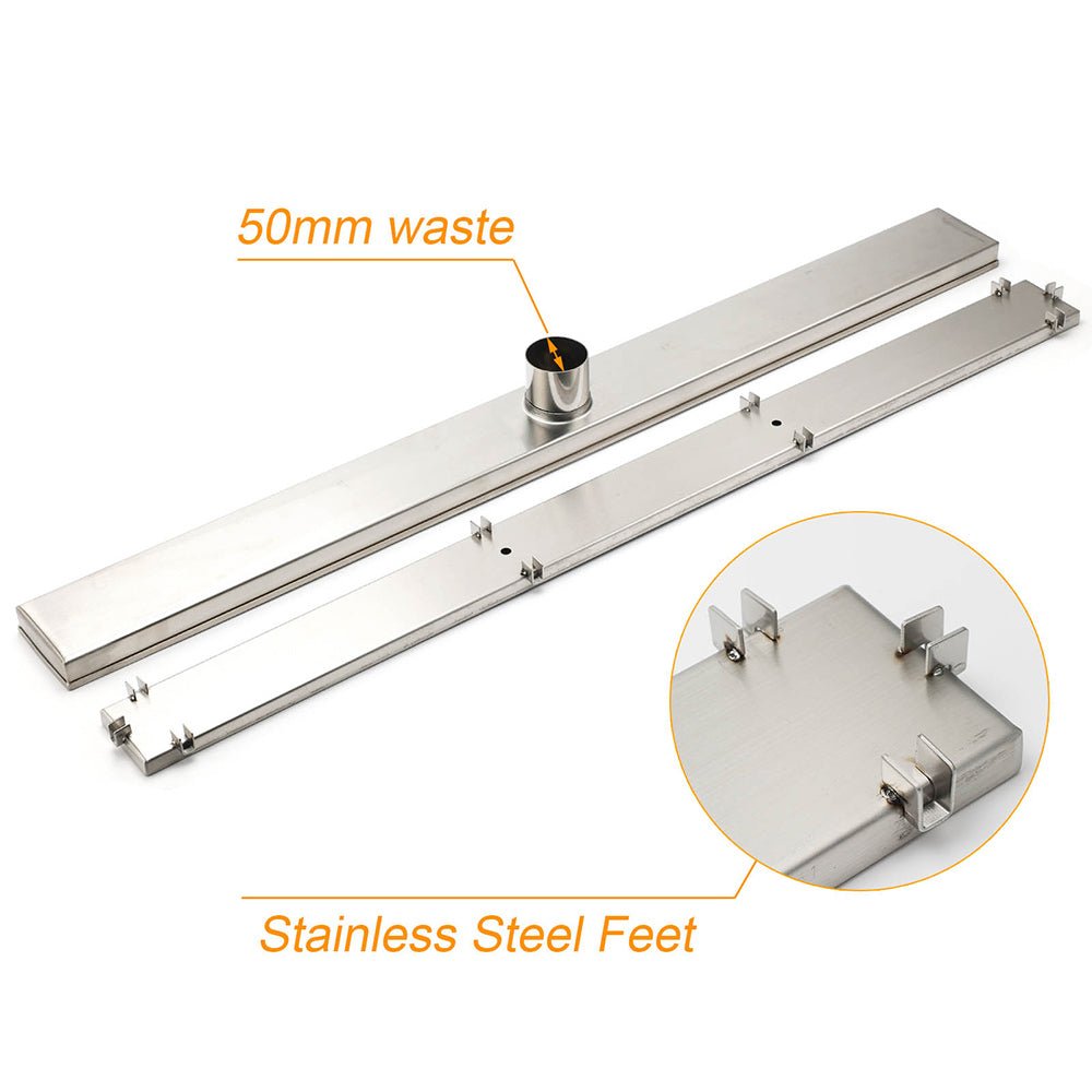 304 Stainless Steel 800mm Tile Insert Linear Shower Grate Floor Drain 50mm Waste - Furniture > Bathroom > Shower Heads & Screens - Rivercity House & Home Co. (ABN 18 642 972 209) - Affordable Modern Furniture Australia
