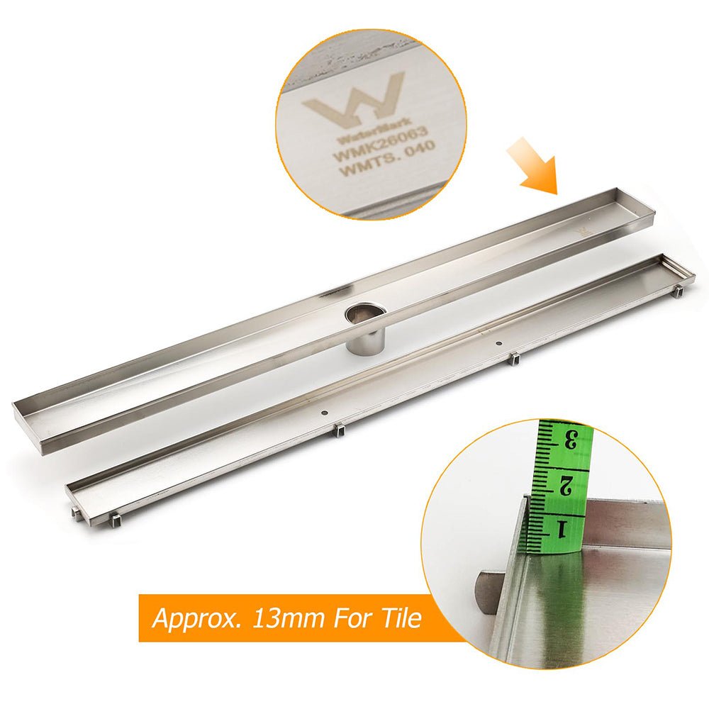 304 Stainless Steel 800mm Tile Insert Linear Shower Grate Floor Drain 50mm Waste - Furniture > Bathroom > Shower Heads & Screens - Rivercity House & Home Co. (ABN 18 642 972 209) - Affordable Modern Furniture Australia
