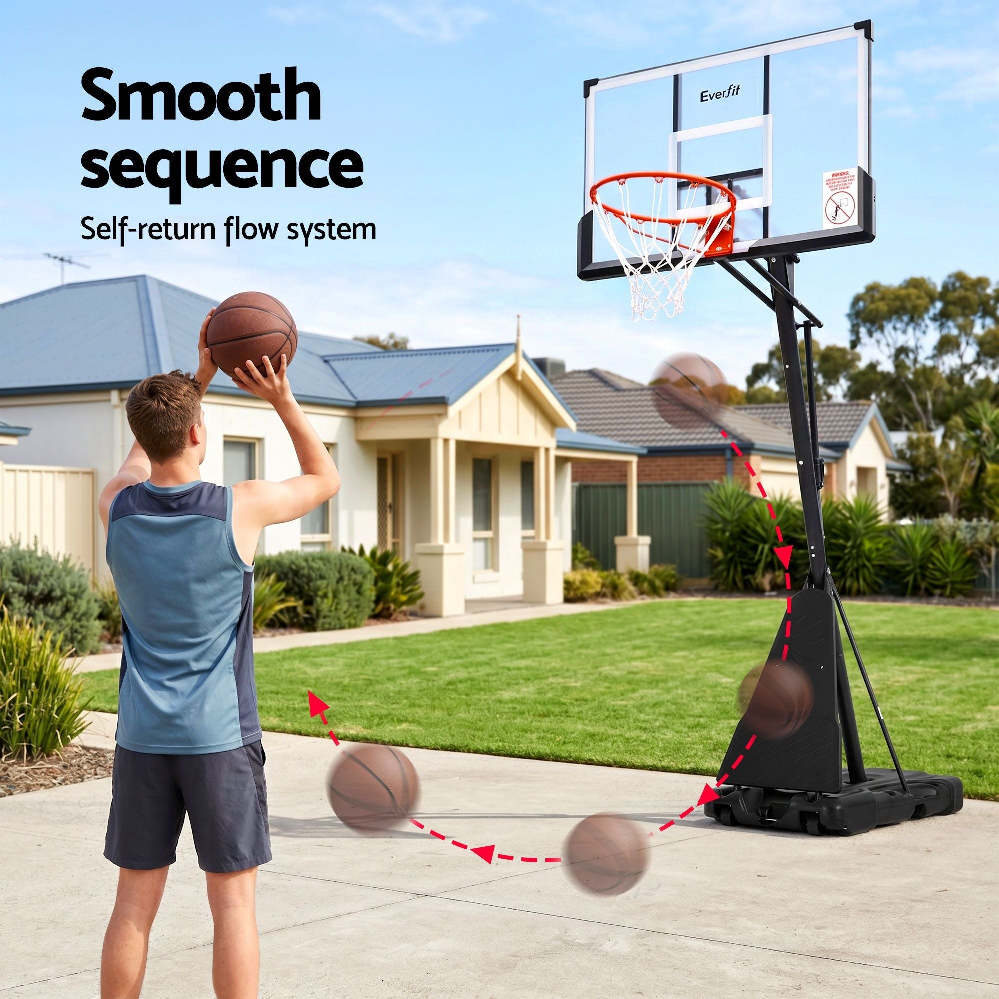 3.05M Basketball Hoop Stand System Portable Height Adjustable Net Ring - Sports & Fitness > Ball Sports > Basketball & Basketball Accessories - Rivercity House & Home Co. (ABN 18 642 972 209) - Affordable Modern Furniture Australia