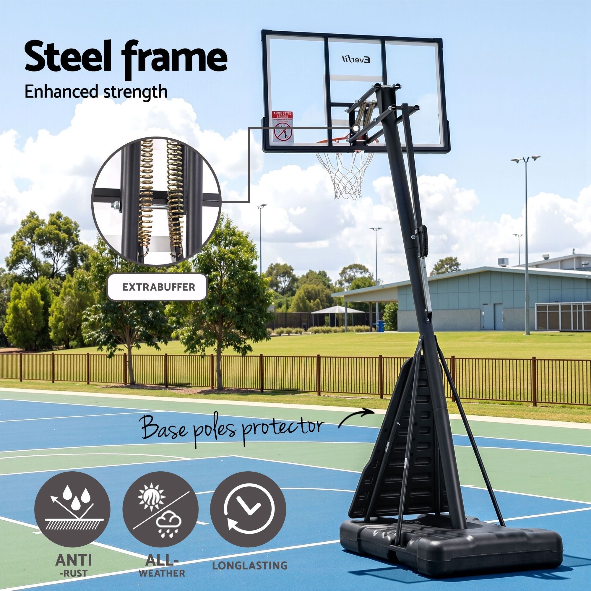 3.05M Basketball Hoop Stand System Portable Height Adjustable Net Ring - Sports & Fitness > Ball Sports > Basketball & Basketball Accessories - Rivercity House & Home Co. (ABN 18 642 972 209) - Affordable Modern Furniture Australia