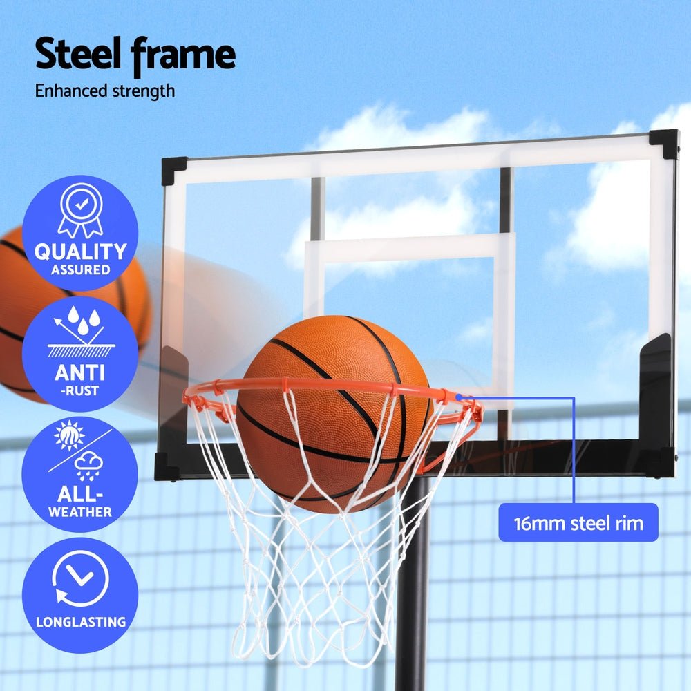 3.05m Portable Height Adjustable Basketball Hoop Stand System with Knob - Black - Sports & Fitness > Ball Sports > Basketball & Basketball Accessories - Rivercity House & Home Co. (ABN 18 642 972 209) - Affordable Modern Furniture Australia