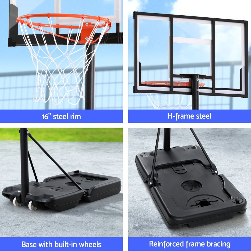 3.05m Portable Height Adjustable Basketball Hoop Stand System with Knob - Black - Sports & Fitness > Ball Sports > Basketball & Basketball Accessories - Rivercity House & Home Co. (ABN 18 642 972 209) - Affordable Modern Furniture Australia