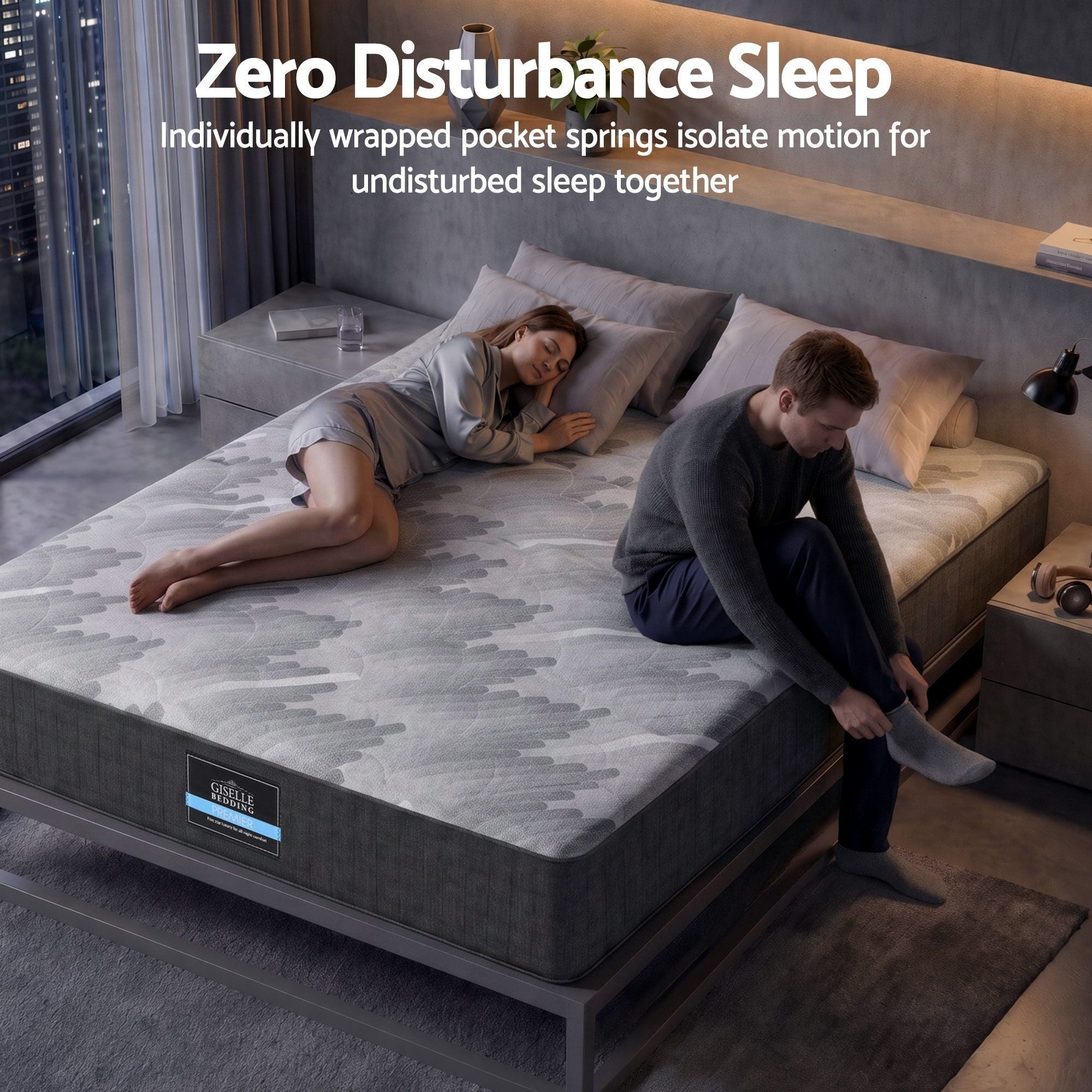 30cm Double Mattress with 5-Zone Pocket Springs and Edge Support - Grey - Furniture > Mattresses > Double Mattress - Rivercity House & Home Co. (ABN 18 642 972 209) - Affordable Modern Furniture Australia
