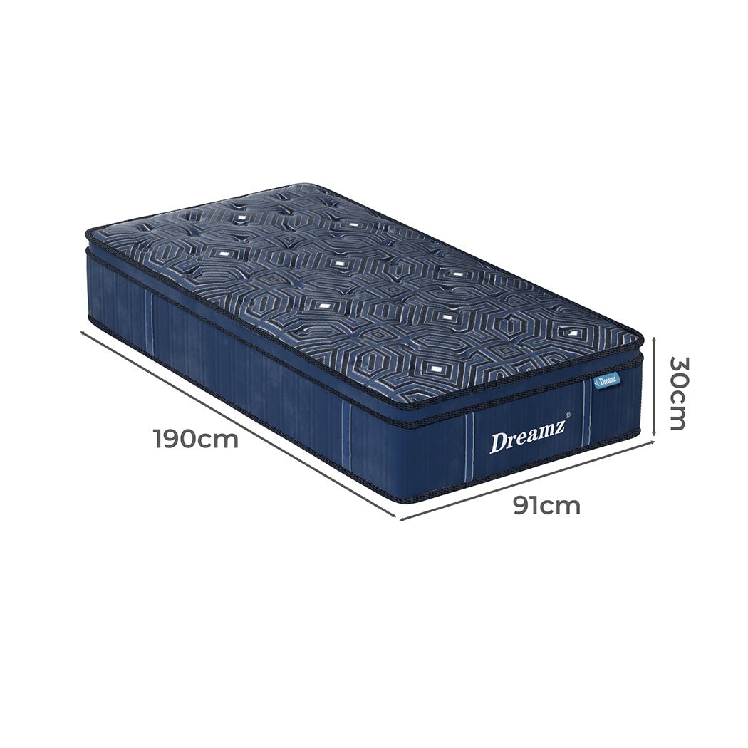 30CM Euro Top Spring Mattress All Sizes - Blue - Rivercity House & Home Co. (ABN 18 642 972 209) - Affordable Modern Furniture Australia