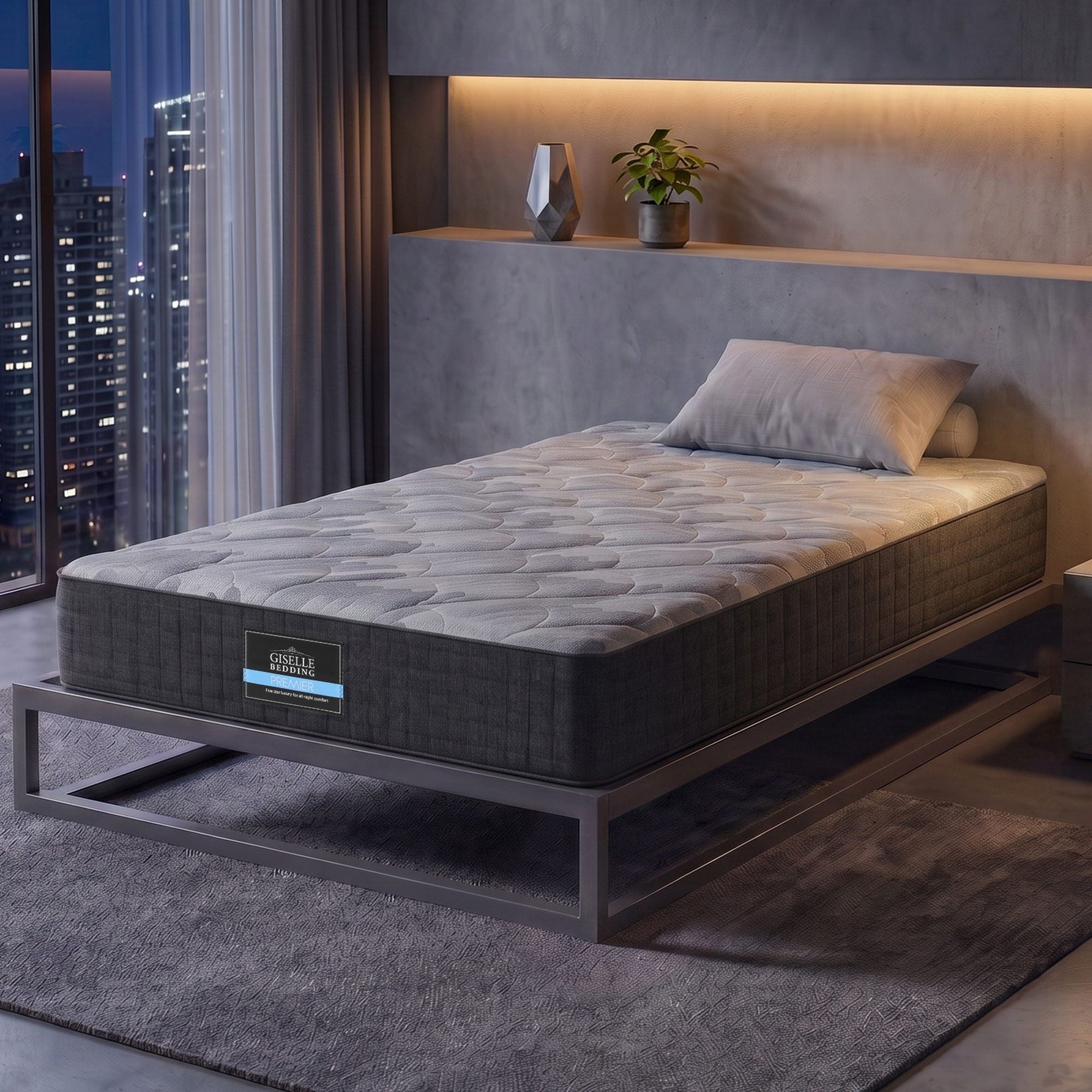 30cm King Single Mattress with 5-Zone Pocket Springs and Edge Support - Grey - Furniture > Mattresses > King Single Mattress - Rivercity House & Home Co. (ABN 18 642 972 209) - Affordable Modern Furniture Australia