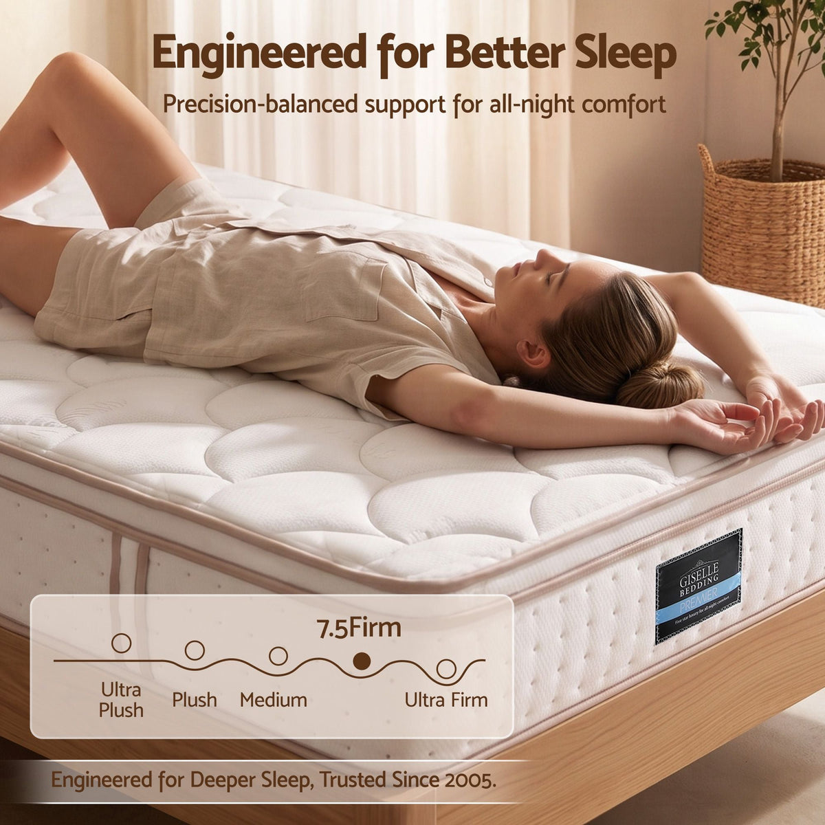 30cm King Single Spring Mattress with 5-Zone Firm Back Support and Tencel Cover - White - Furniture > Mattresses > King Single Mattress - Rivercity House & Home Co. (ABN 18 642 972 209) - Affordable Modern Furniture Australia