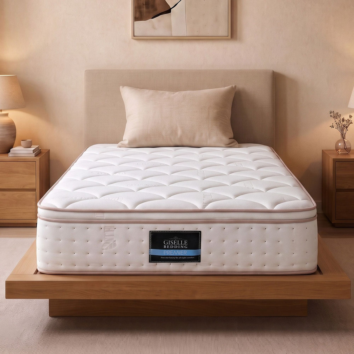 30cm King Single Spring Mattress with 5-Zone Firm Back Support and Tencel Cover - White - Furniture > Mattresses > King Single Mattress - Rivercity House & Home Co. (ABN 18 642 972 209) - Affordable Modern Furniture Australia