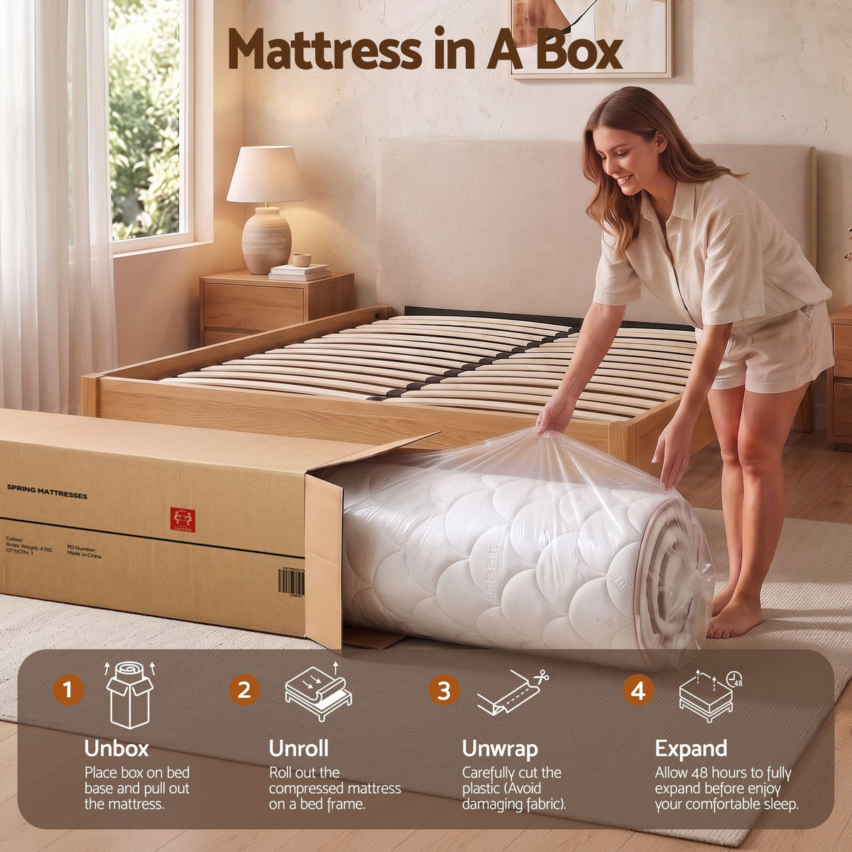 30cm King Spring Mattress with 5-Zone Firm Back Support and Tencel Cover - White - Furniture > Mattresses > King Size Mattress - Rivercity House & Home Co. (ABN 18 642 972 209) - Affordable Modern Furniture Australia