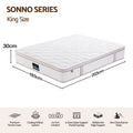 30cm King Spring Mattress with 5-Zone Firm Back Support and Tencel Cover - White