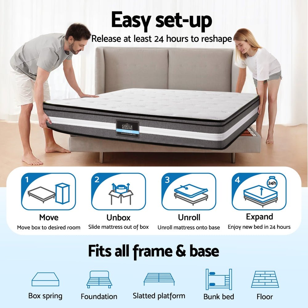 30cm Mattress Gel Foam Pocket Spring Queen - Furniture > Mattresses > Queen Mattress - Rivercity House & Home Co. (ABN 18 642 972 209) - Affordable Modern Furniture Australia
